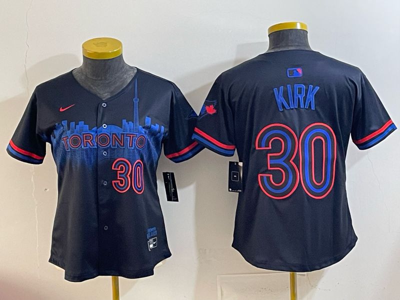Women 2025 Toronto Blue Jays #30 Kirk black Joint Name Nike MLB Jersey style 001